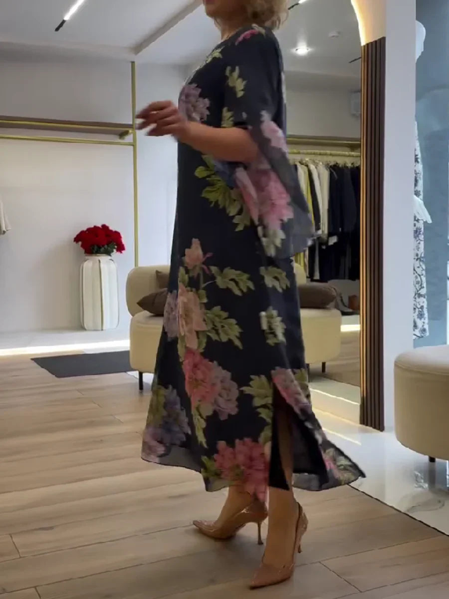 Bernadette | Floral Print Chiffon Maxi Dress
