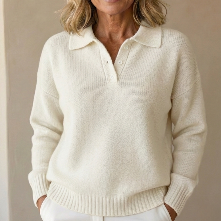Emma | Soft Knit Sweater with Collar - Relaxed Fit